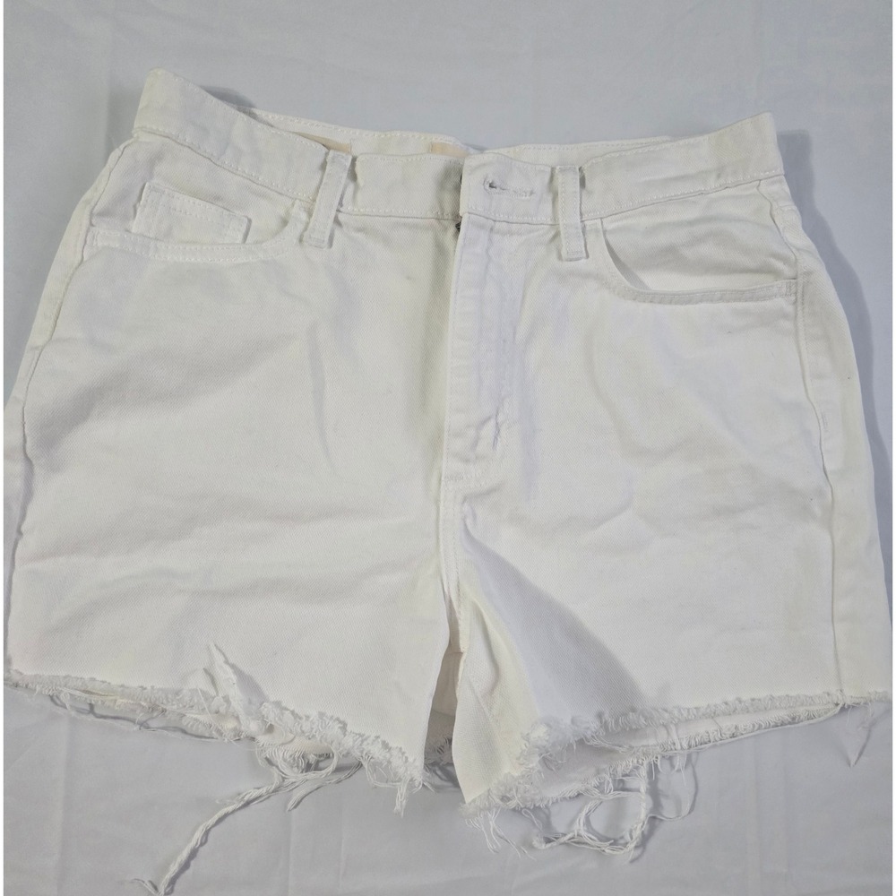 Universal Thread White Denim Boyfriend Shorts Size 4 High Rise Frayed Raw Hem - Picture 3 of 14